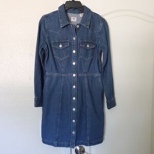 Levi's Blue Denim Button-Up Western Dress Size SMALL